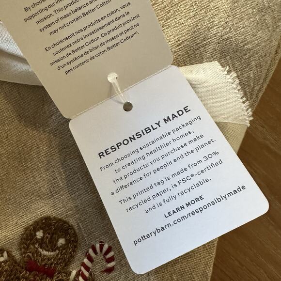 Potterybarn Gingerbread Embroidered Napkins Set of 4 20x20 - Picture 7 of 8